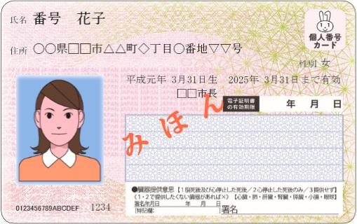 マイナンバーカード（個人番号カード）のイメージ画像