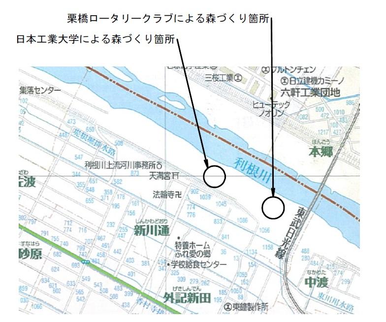 森づくり箇所の地図