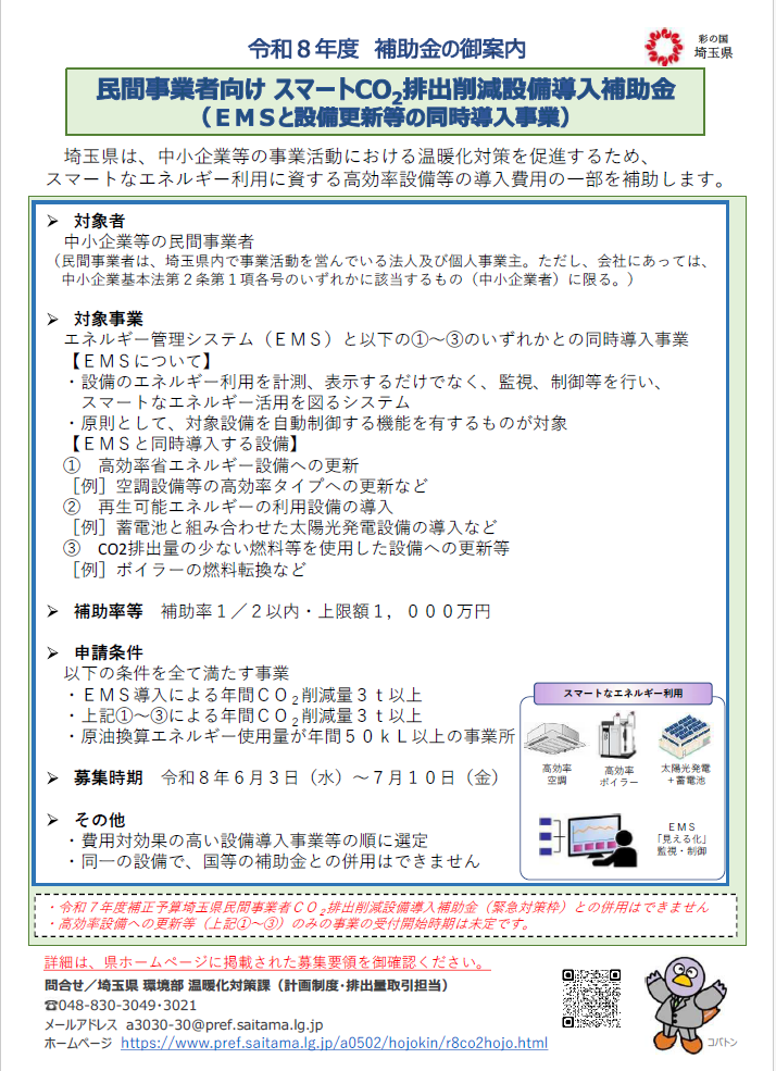民間事業者向けスマートCO2排出削減設備導入補助金