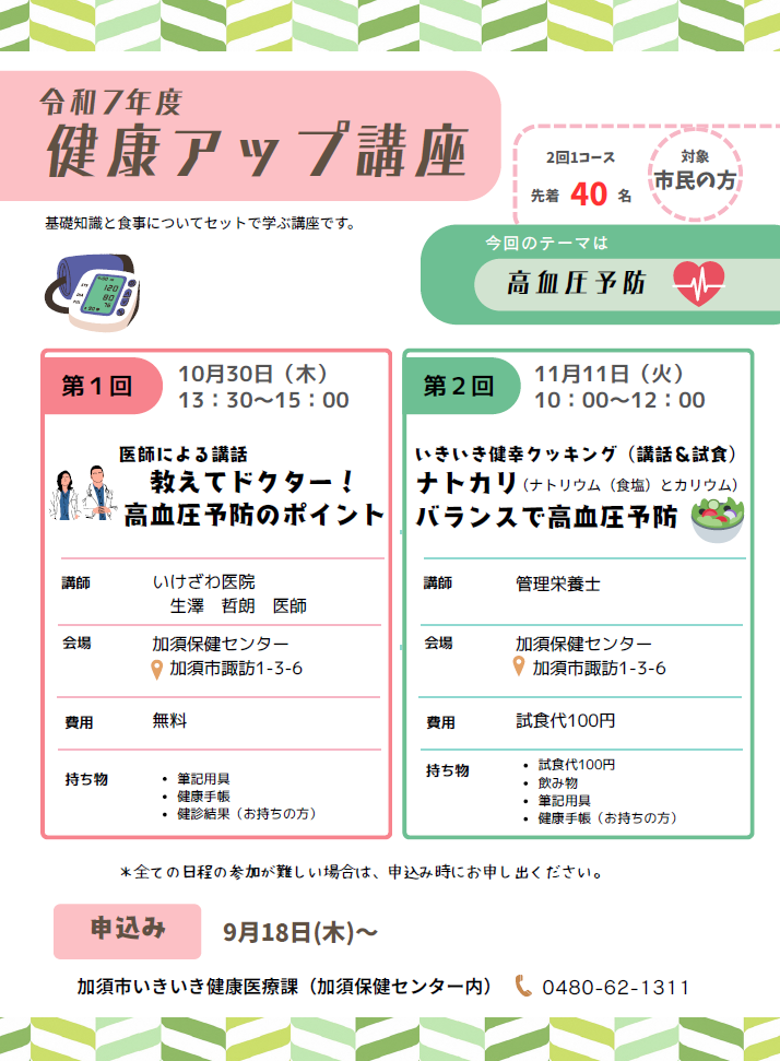 健康アップ講座(高血圧予防編)