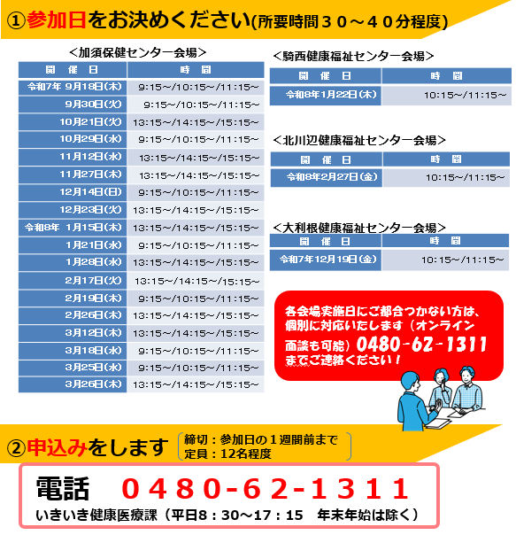 令和7年度めだか講座(特定保健指導)日程