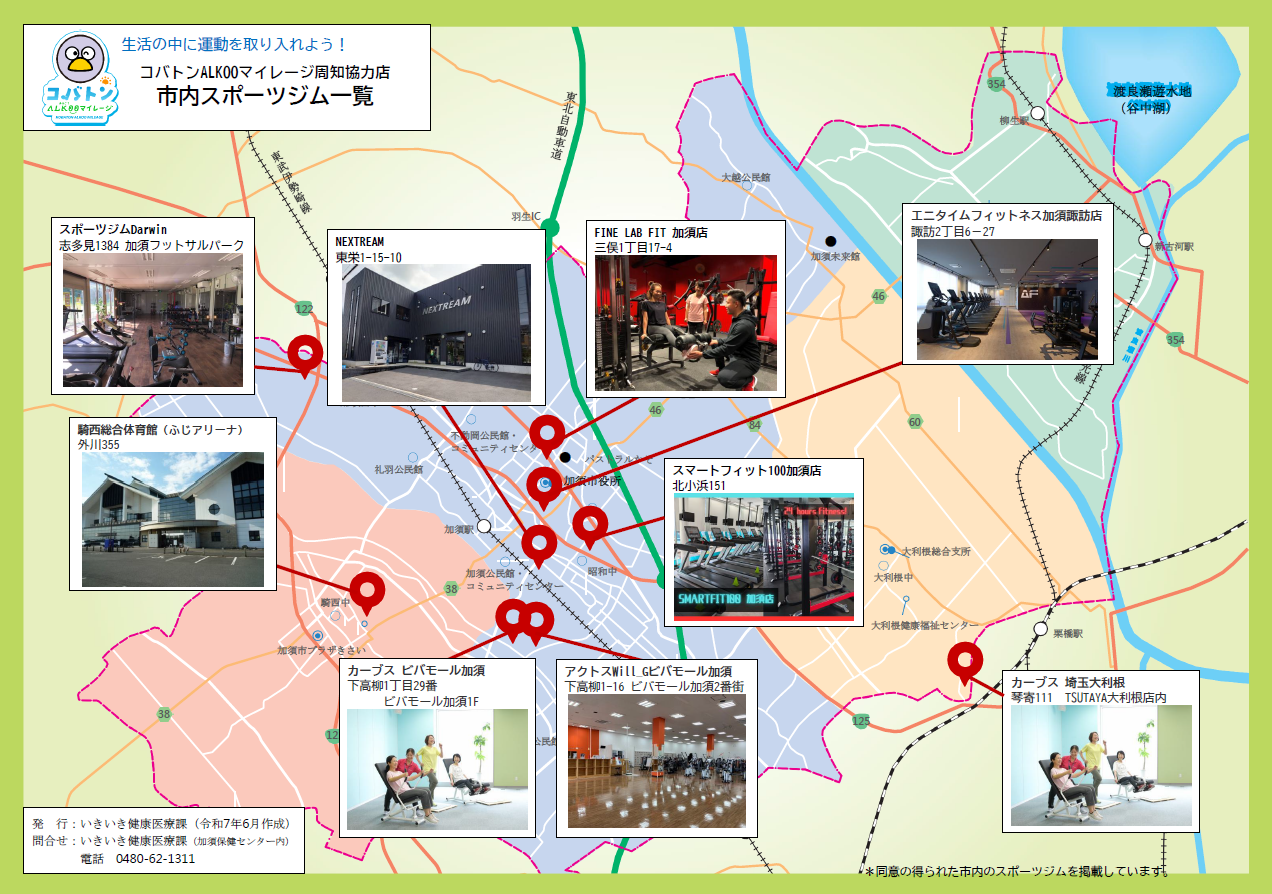 市内スポーツジム一覧
