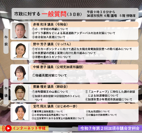 令和7年第2回定例会一般質問第3日目画像