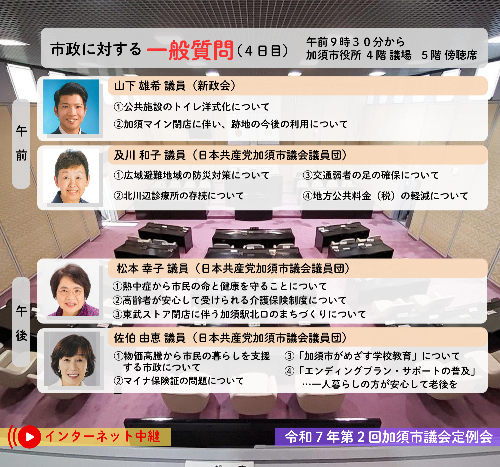 令和7年第2回定例会一般質問第4日目画像