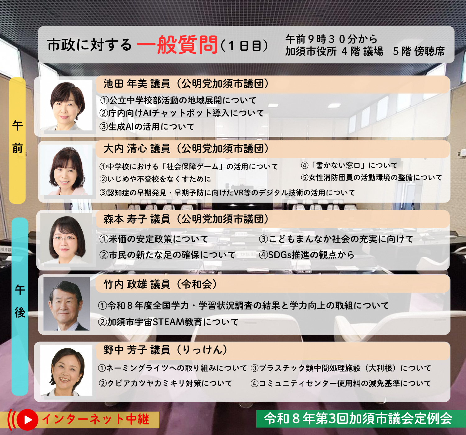 市政に対する一般質問1日目