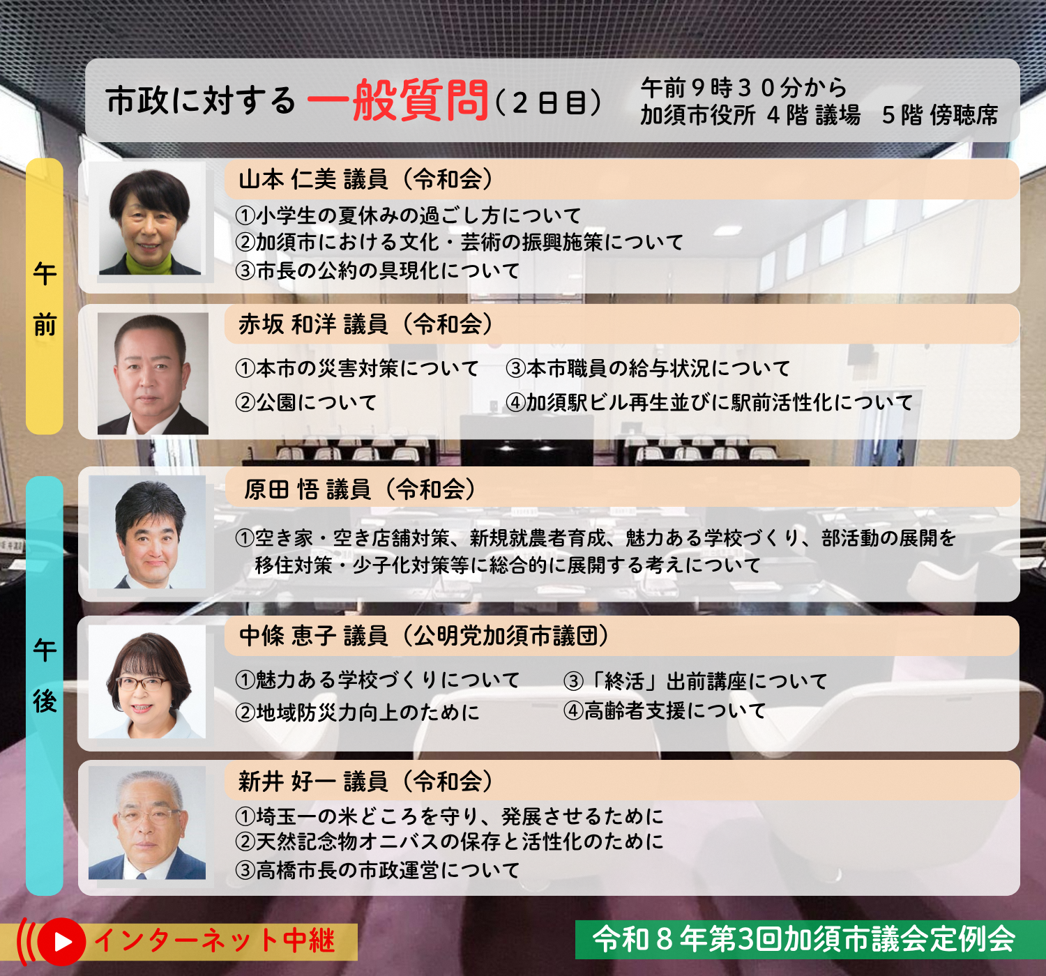 市政に対する一般質問2日目
