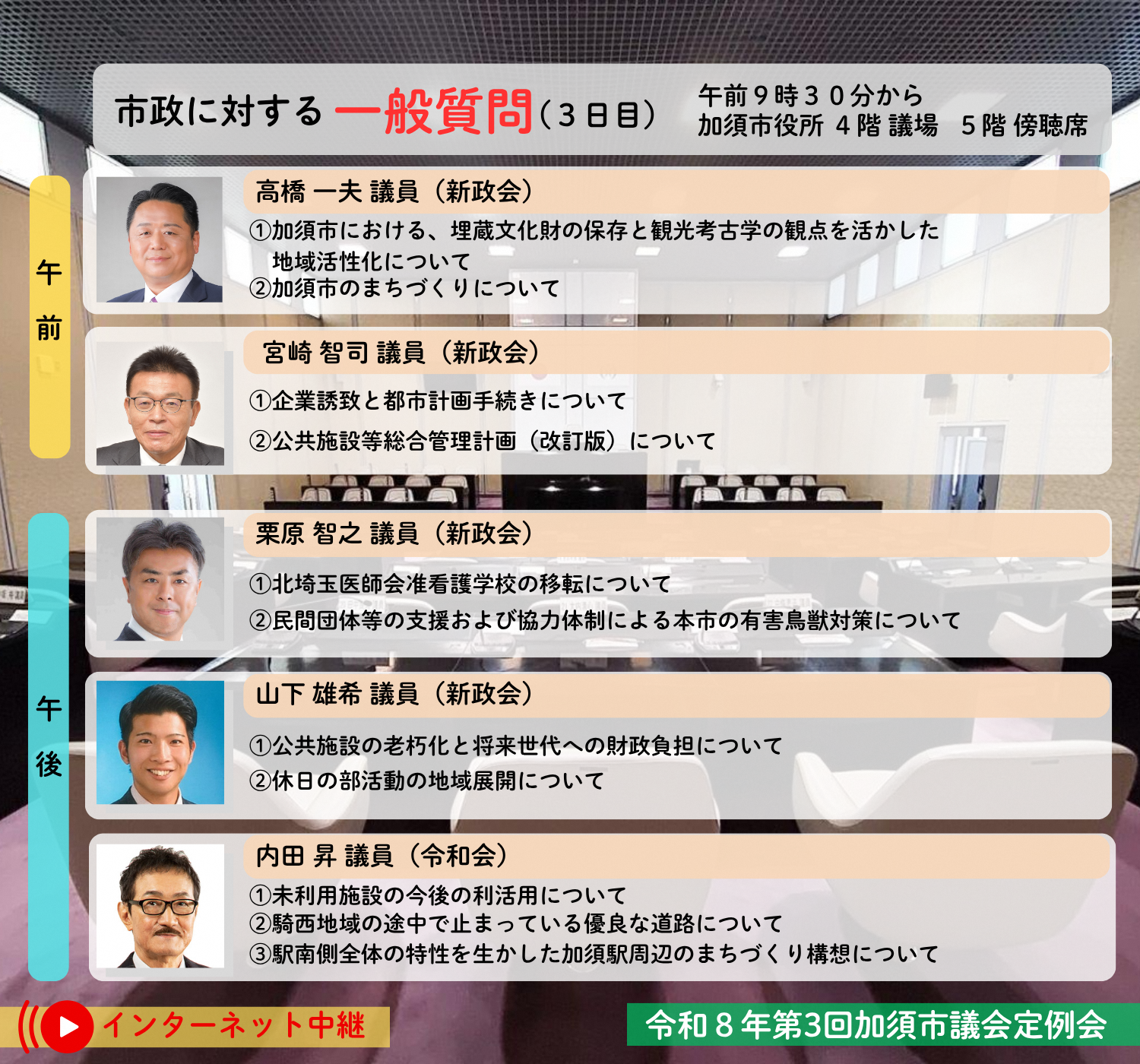 市政に対する一般質問3日目