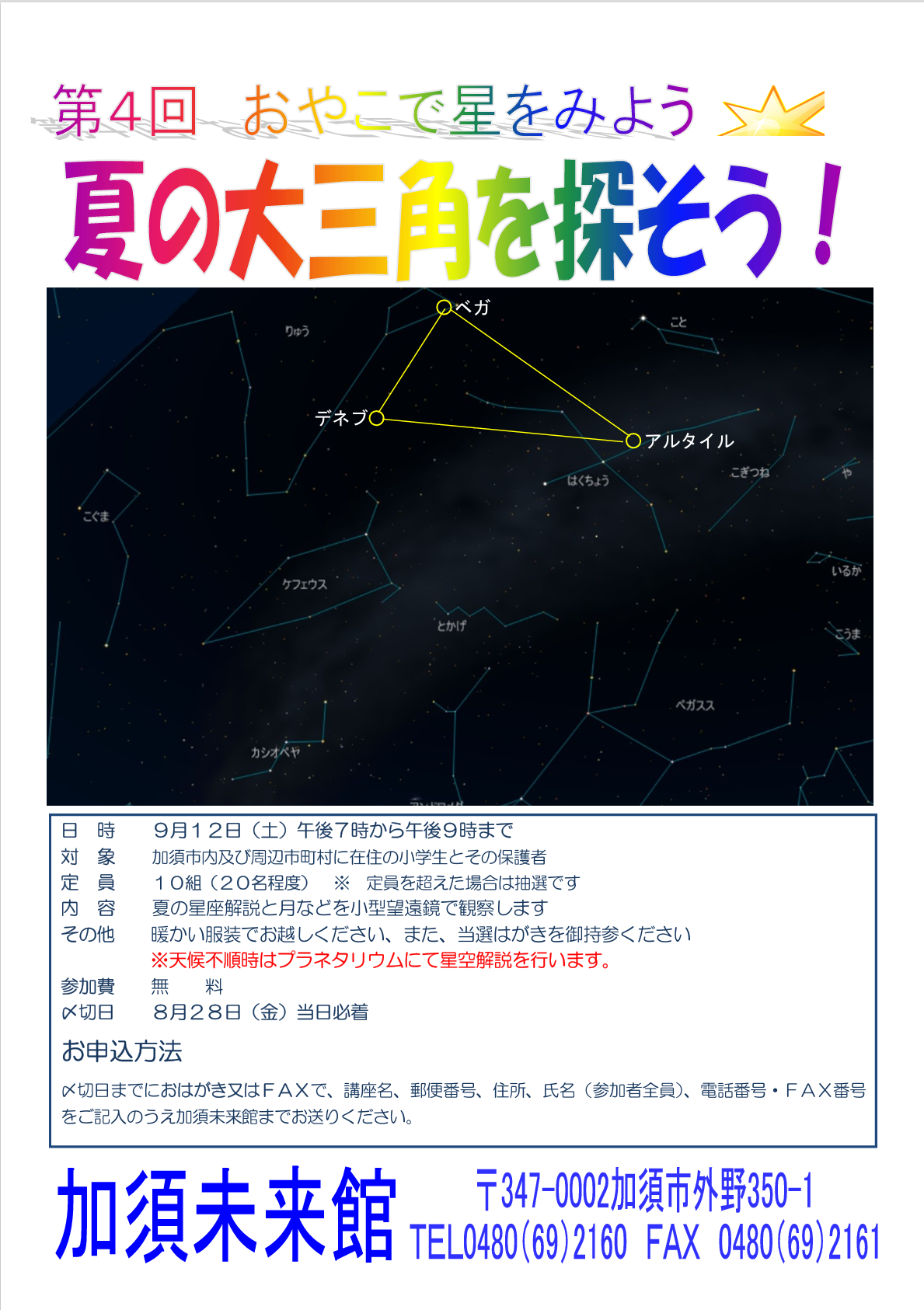 第4回親子で星を見よう 夏の大三角を探そう