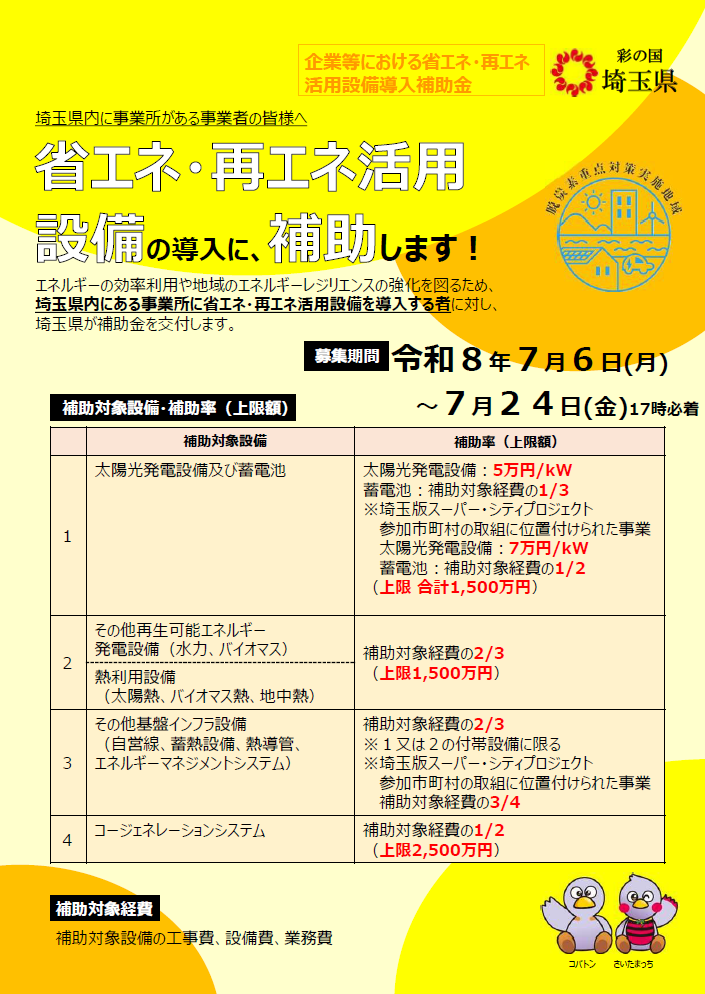 省エネ・再エネ活用設備の導入に、補助します。