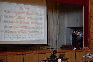 保健委員が発表しているようす